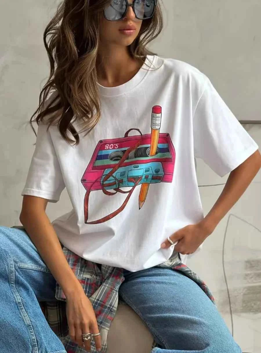 Vintage Hip Hop Printed Cotton T-Shirt
