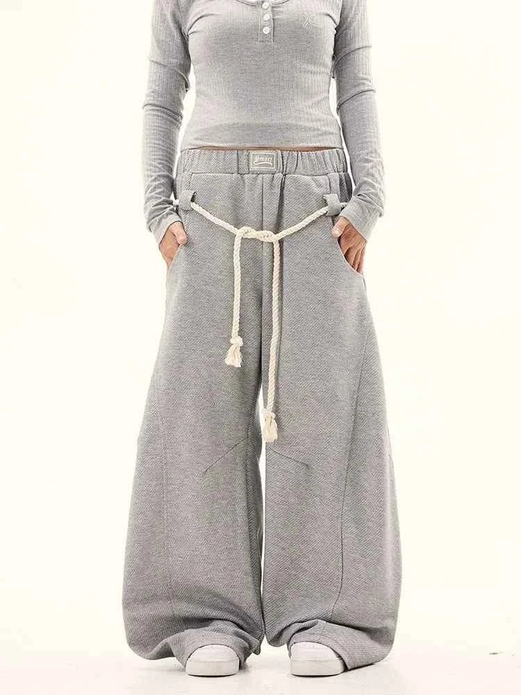 Effortless Cool Drawstring Wide Leg Sweatpants