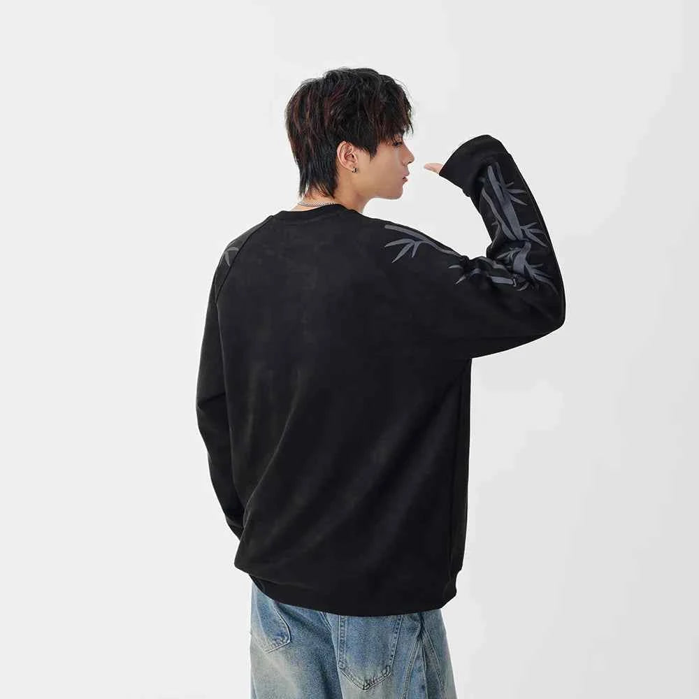 Bamboo Pattern Crew Neck Sweatshirt