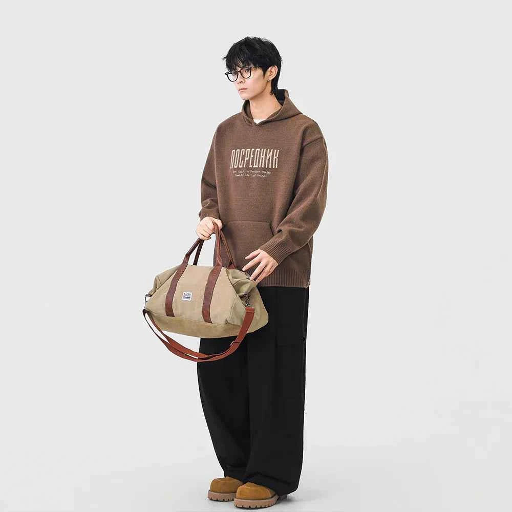 Cozy Winter Letter Print Kangaroo Hooded Sweater