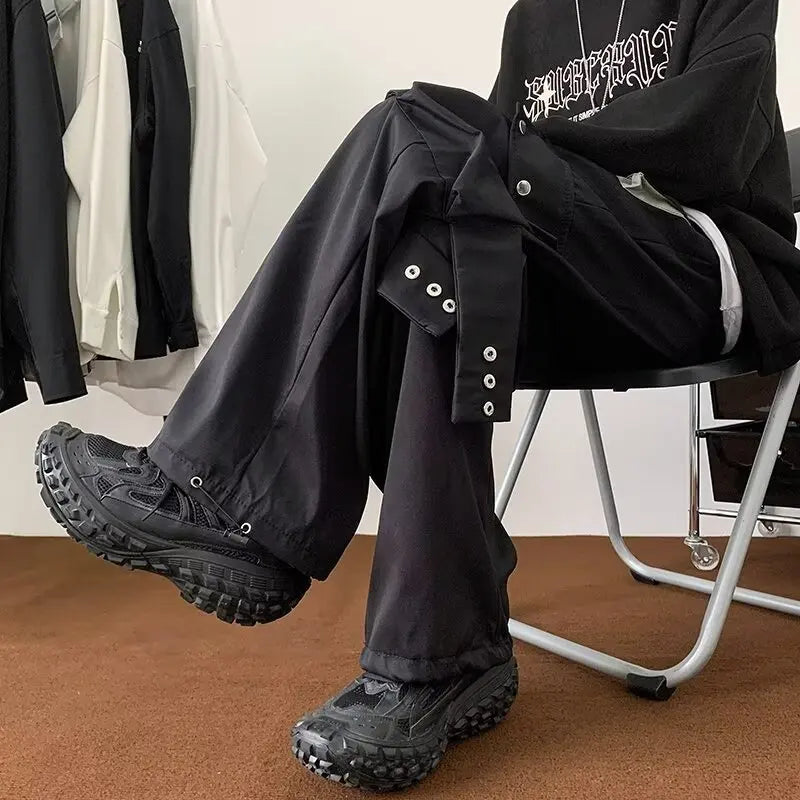 Multi Pockets Button-Up Streetwear Pants