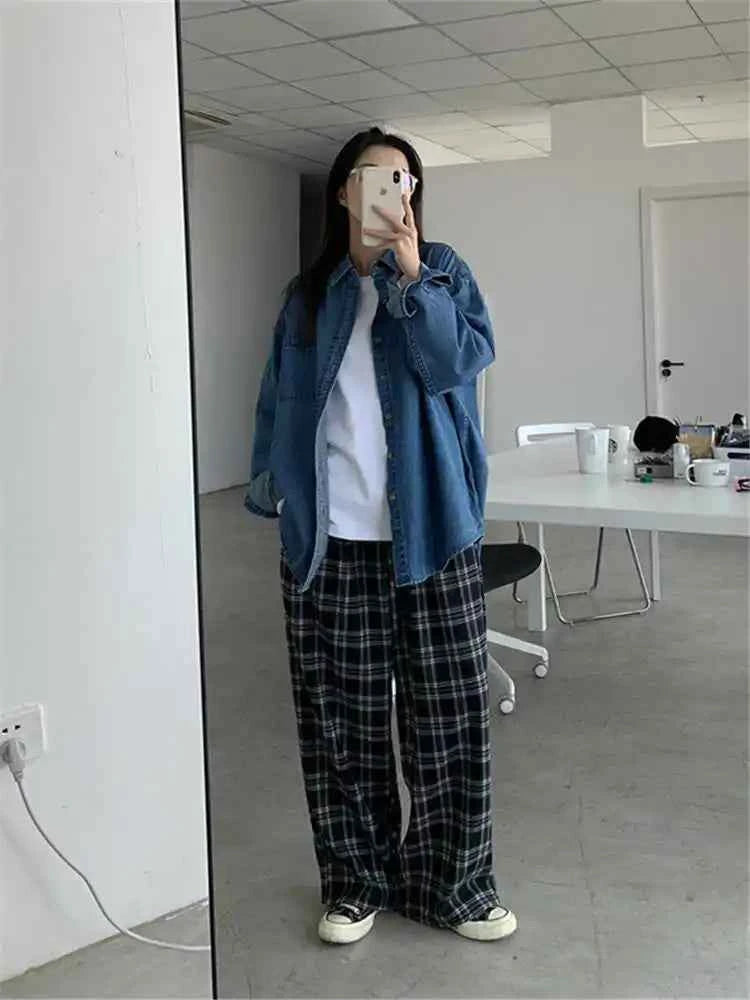 Cozy Niche Loose Retro Deep Blue Denim Shirt