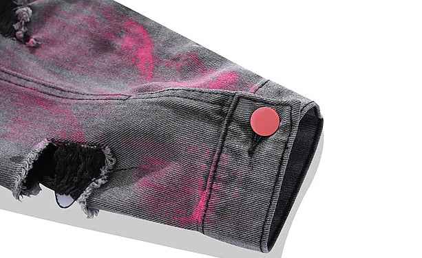 Gothic Stylish Graffiti Distressed Denim Jacket
