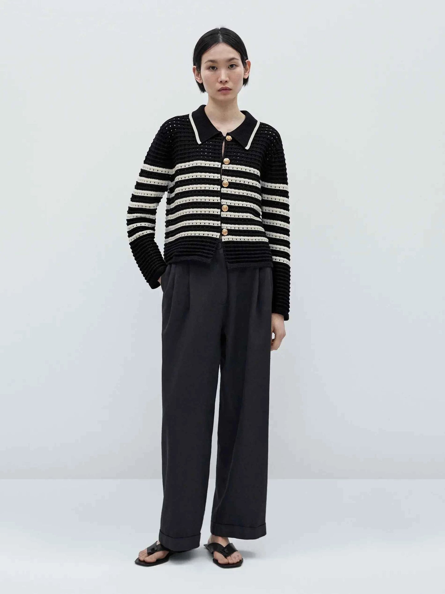 Women Casual Spring Ethereal Striped Knitted Cardigan