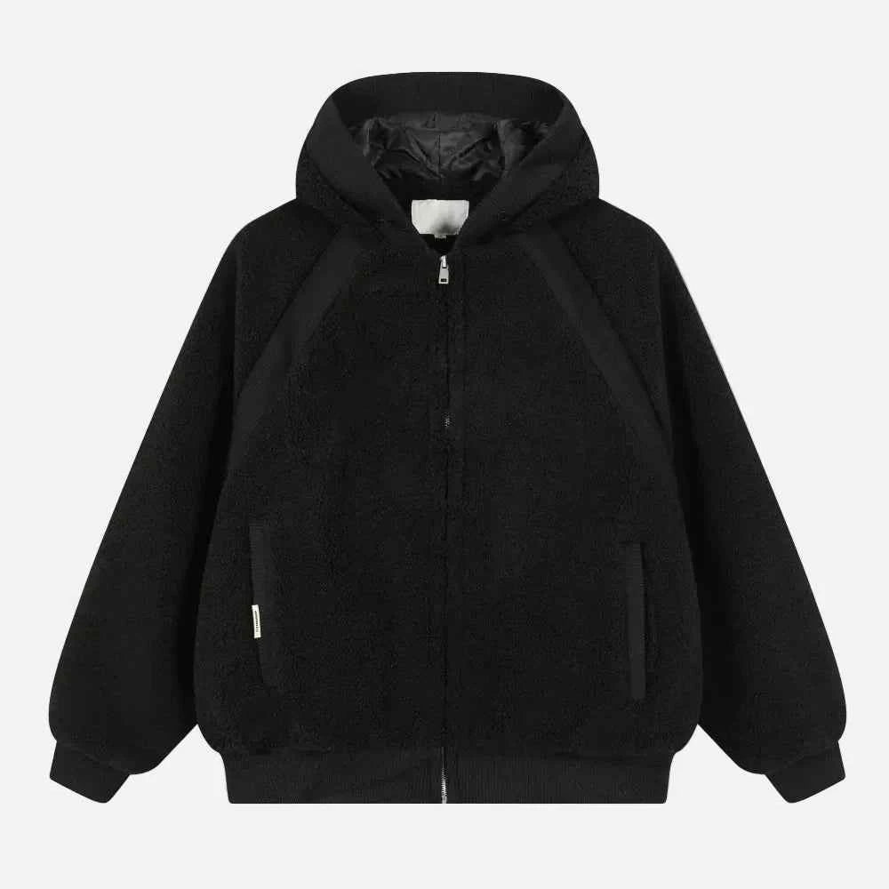 Soft Fleece Black Puffer Hooded Jacket