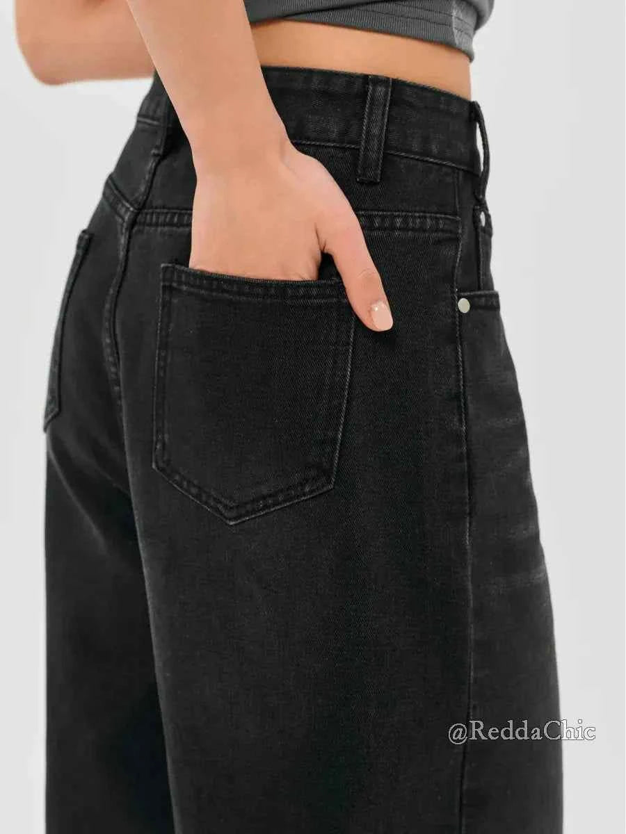 Women Cozy Soft Knit Black Denim Jorts
