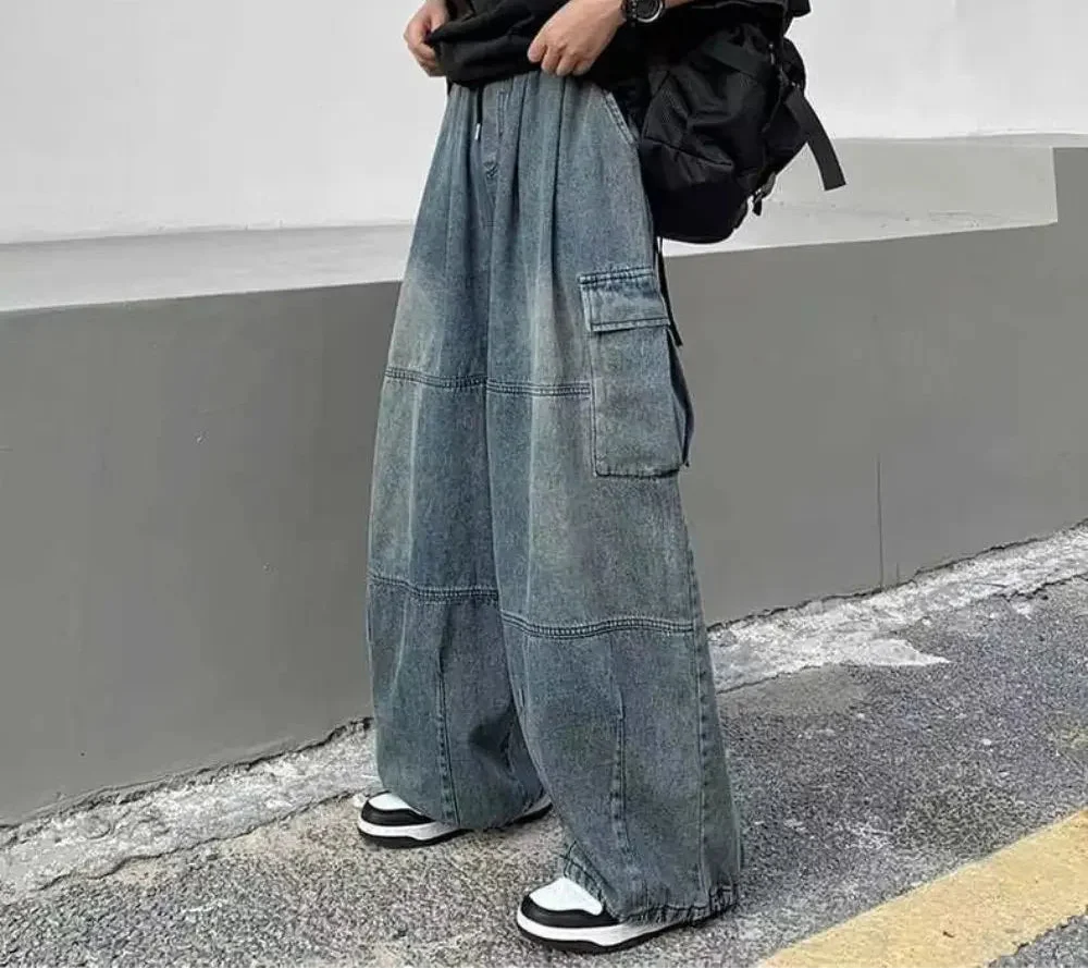 Y2K versatile Casual Wide Leg Cargo Jeans - Luxuryurbanwear