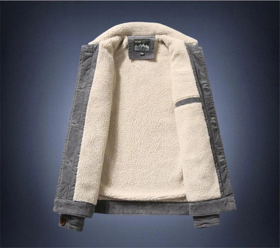 Corduroy Button Up Fleece Jacket