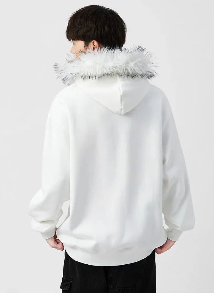 American Heavyweight Fleece Lined Fur Hoodie - Luxuryurbanwear