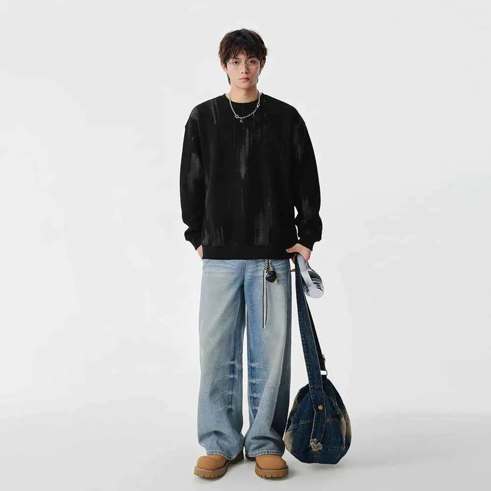 Streetwear Distressed Crew Neck Sweatshirt