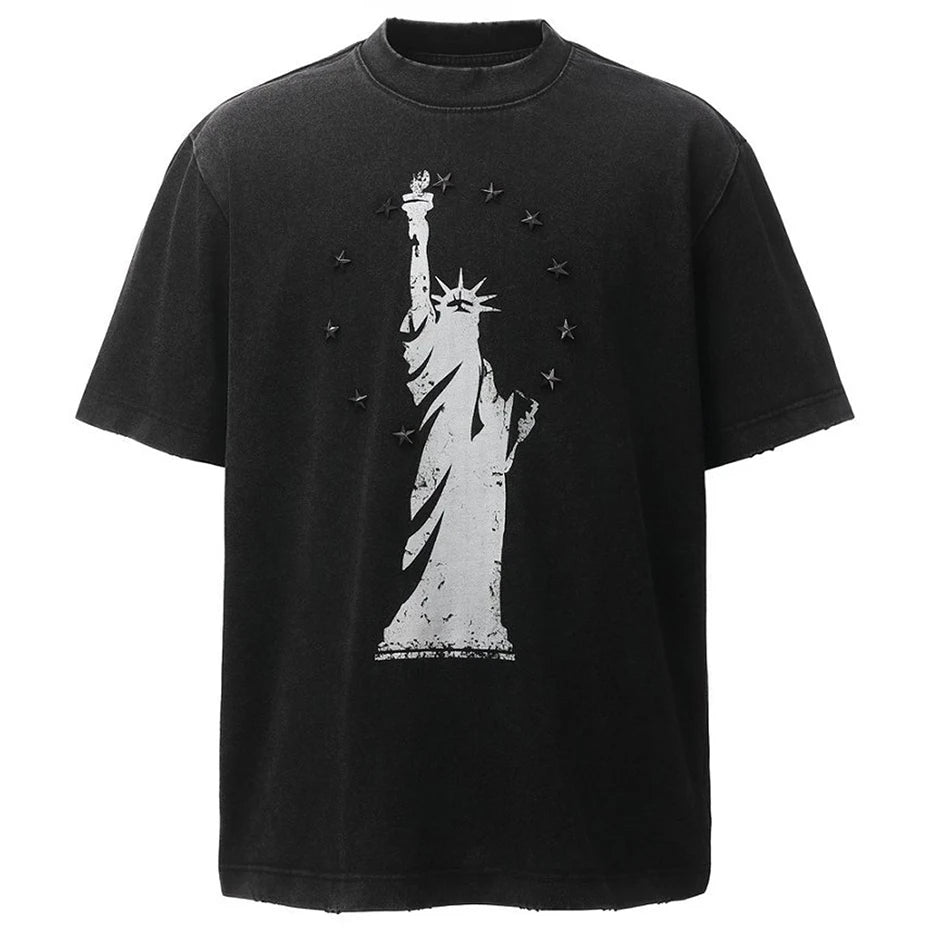 Metal Star Graphic Streetwear Oversized T Shirts