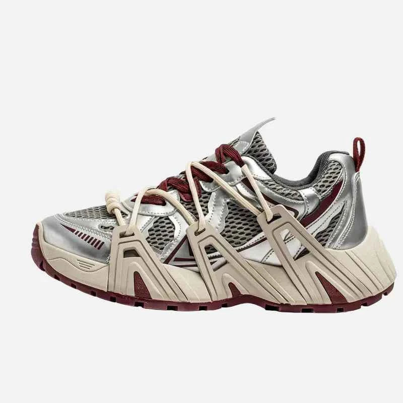 Breathable Thick Lace-Up Splicing Mixed Color Sneakers