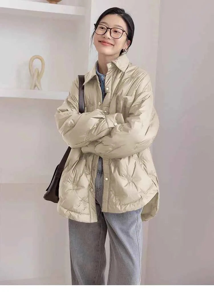 Retro Diamond Grid Lightweight Cotton Puffer Jacket