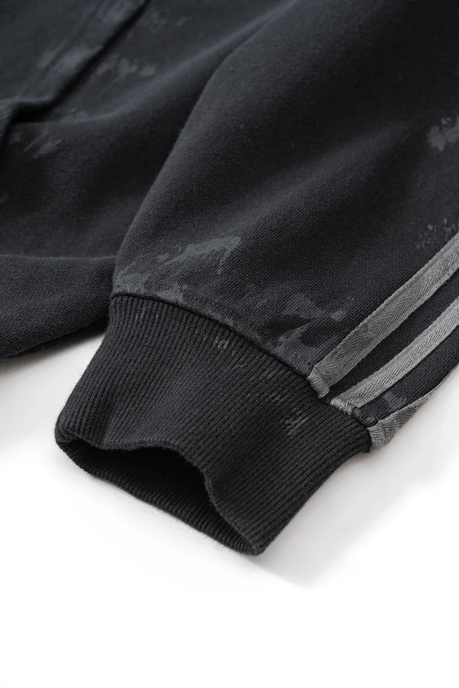 Coal Black Striped Sleeves Hoodie