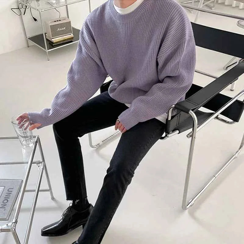 Casual Comfort Luxury Knitted Solid Color Pullover Sweater