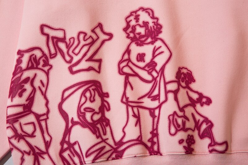 Oversized Cartoon Line Character Graphic Hoodie - Minimalist Art Streetwear | LuxuryUrbanwear