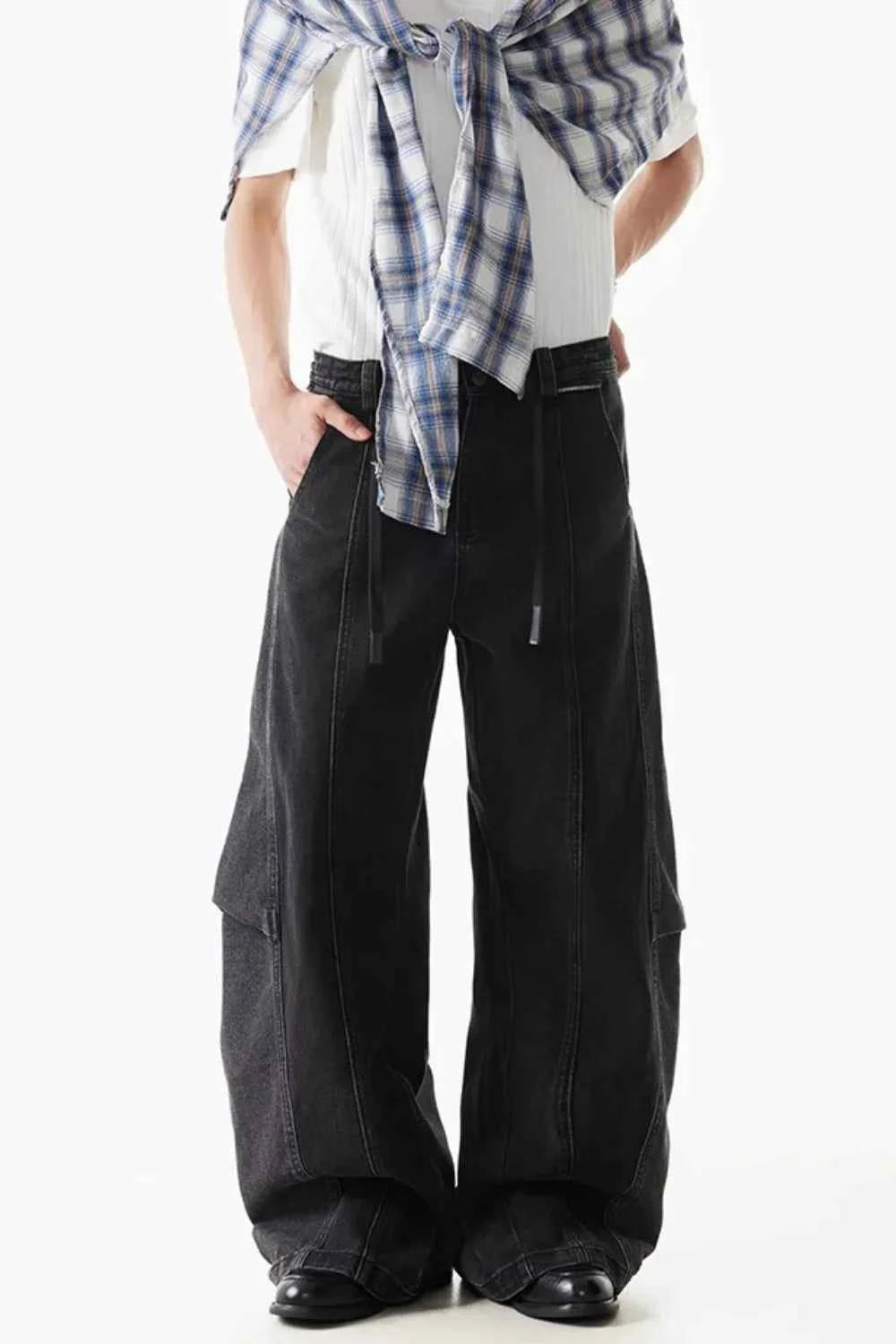 Trendy Patchwork Banana Hip Hop Wide Leg Jeans