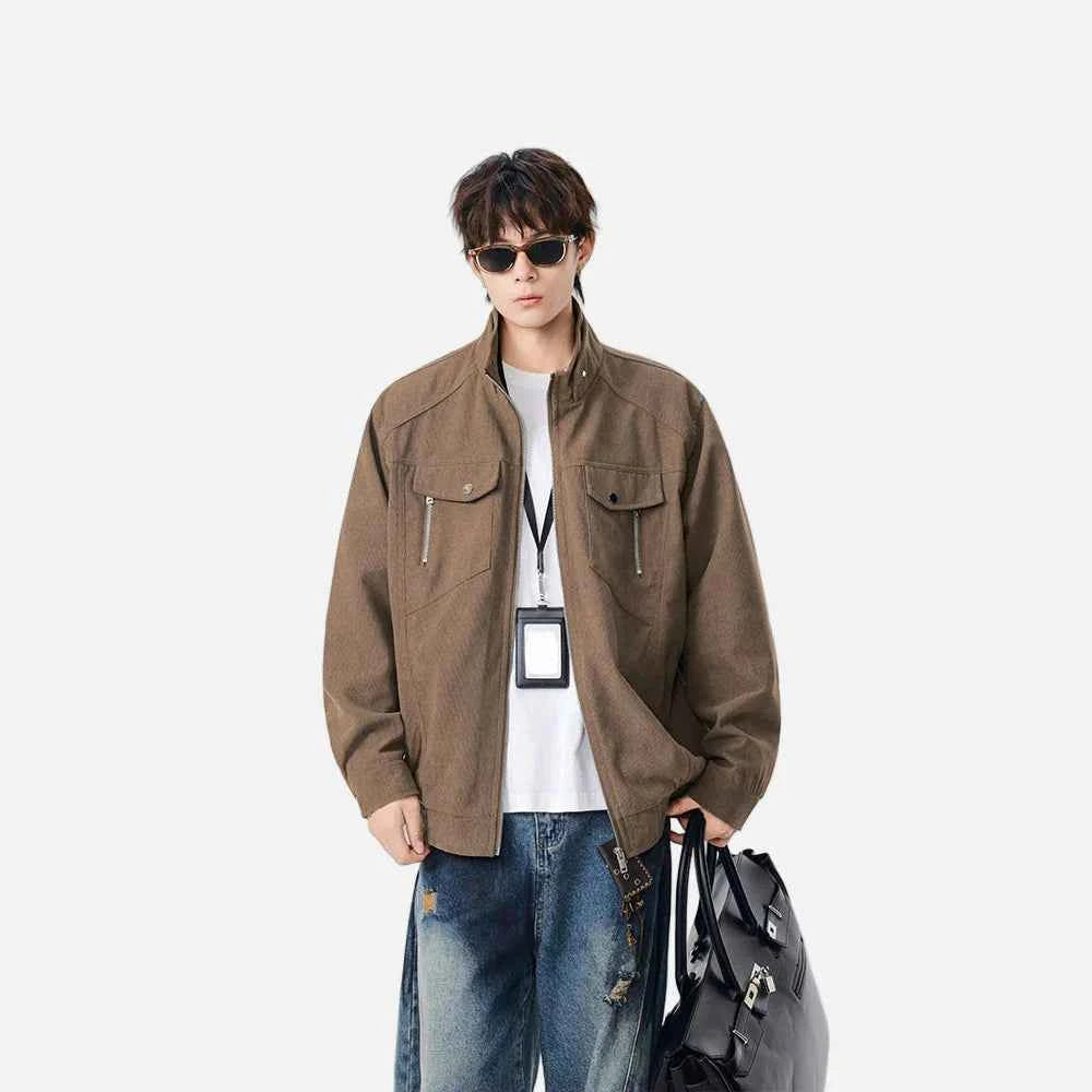 Stylish Casual Stand-UP Collar Zip-Up Jacket