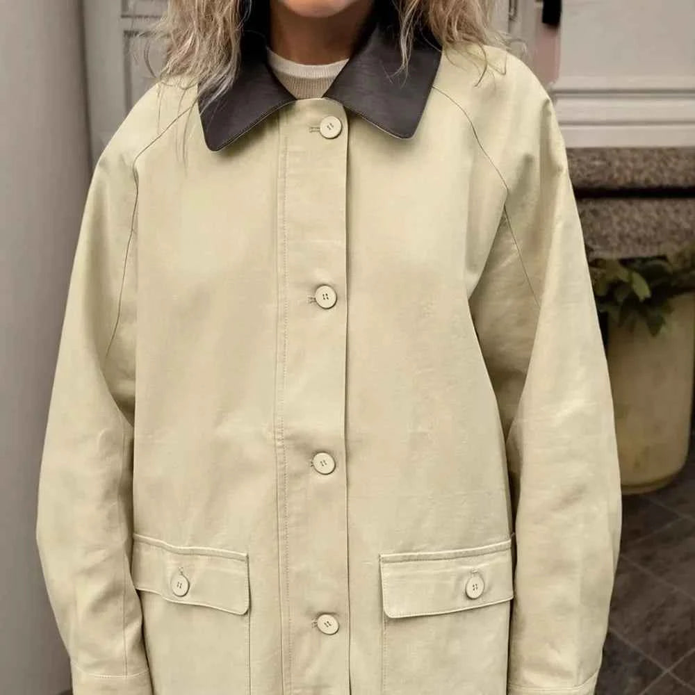Women Colorful Loose Spliced Button Jacket