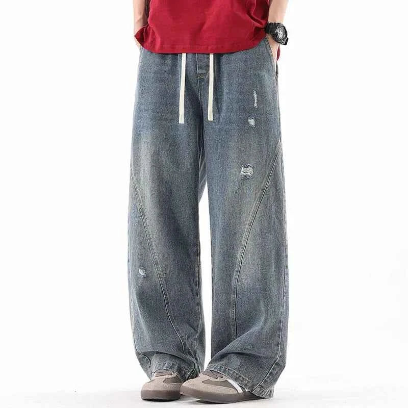 Durable Loose Wide Leg Washed Denim Jeans