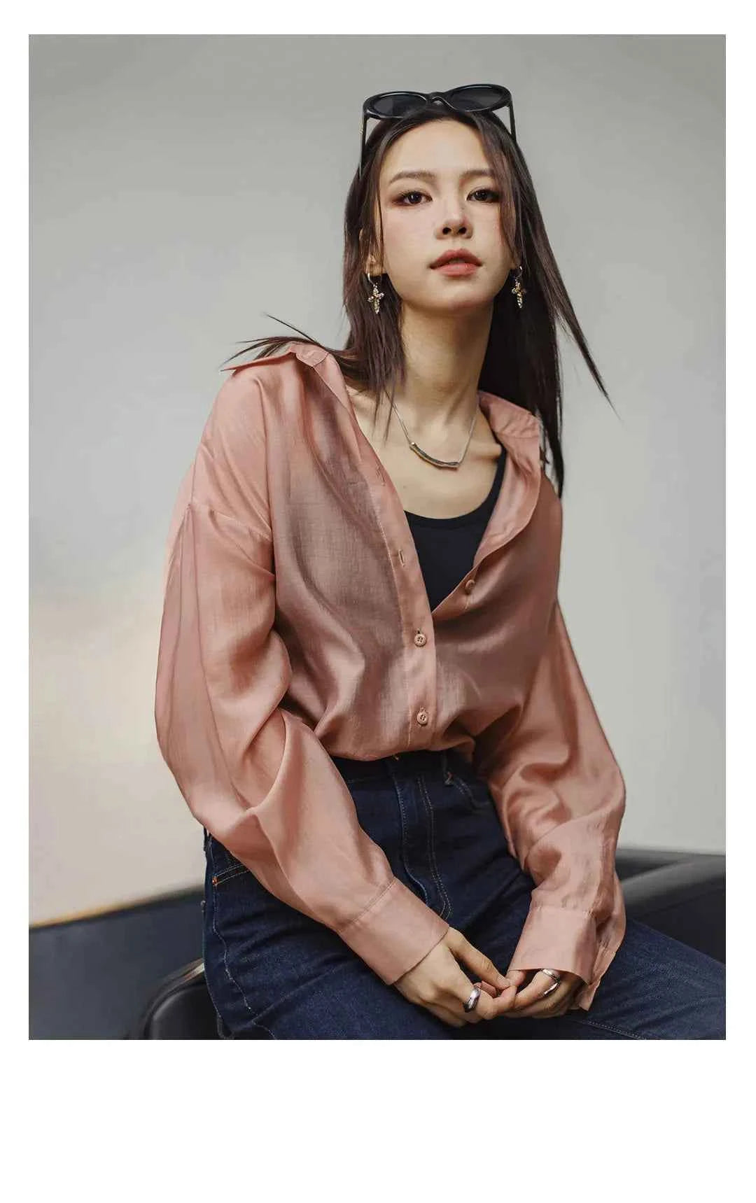 Lightweight Pink Casual Long Sleeve Shirt