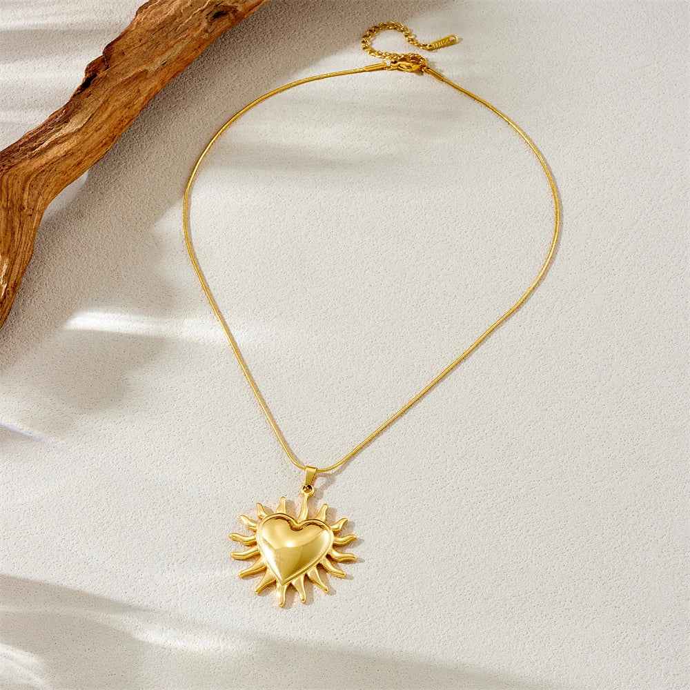 Golden Heart Stainless Steel Pendant Necklace