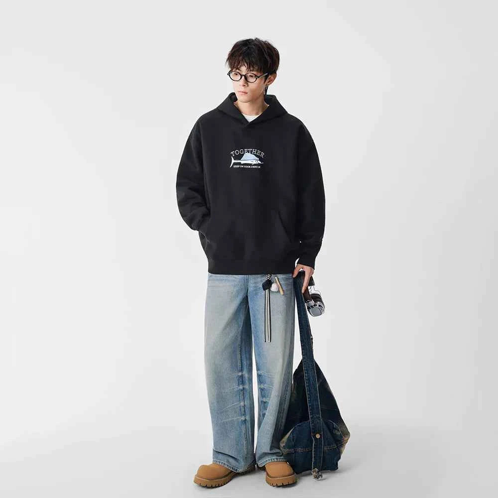 Streetwear Swordfish Print Casual Hoodie