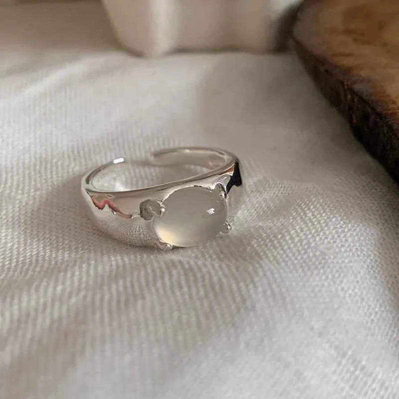 Women Chalcedony Geometry Sterling Silver Ring
