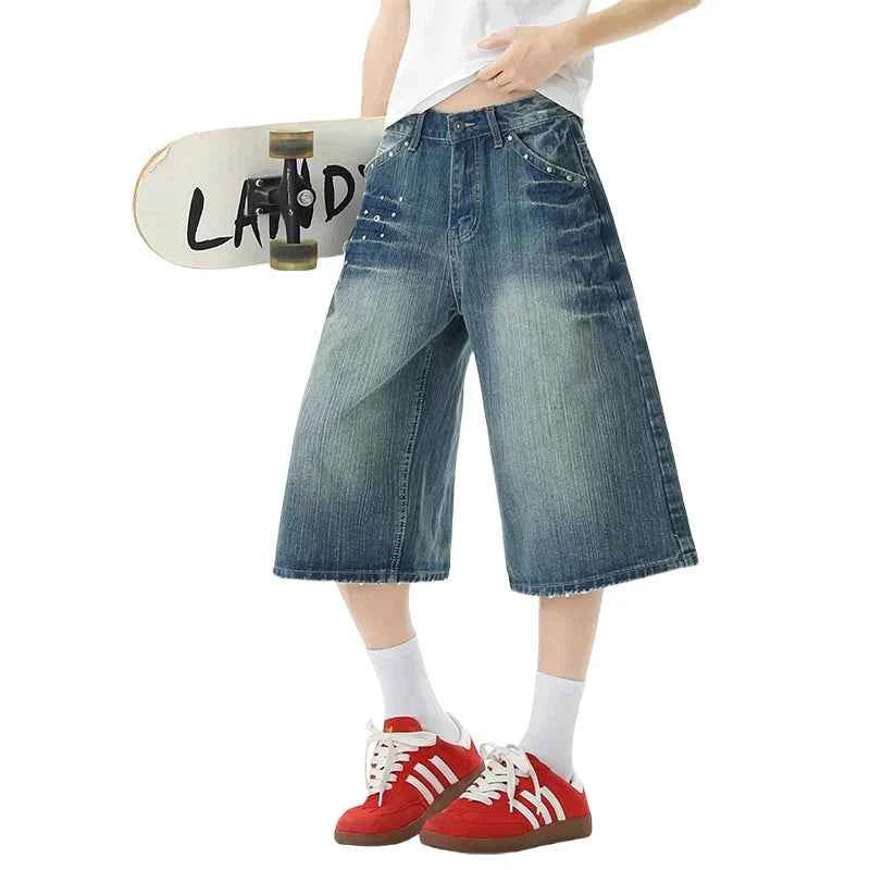 Flexible Hip Hop Vintage Distressed Denim Jorts