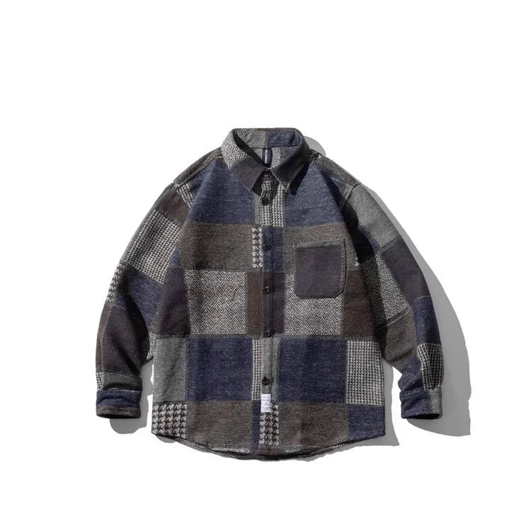 Retro Dark Color Plaid Shirt