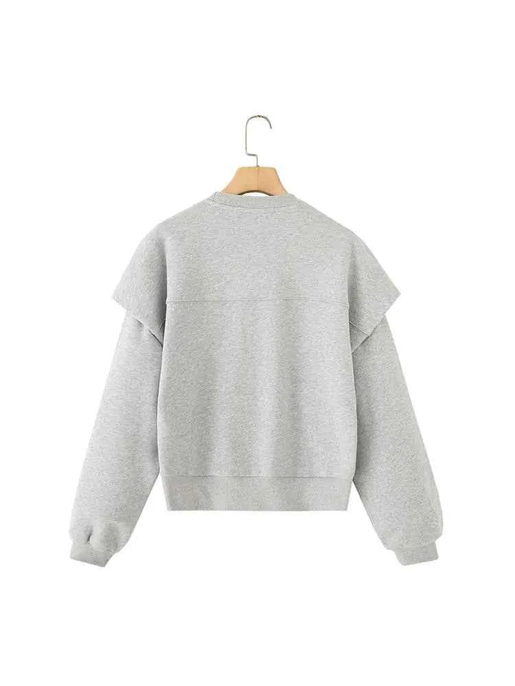 Pleated Casual Loose Pullover Sweatshirt