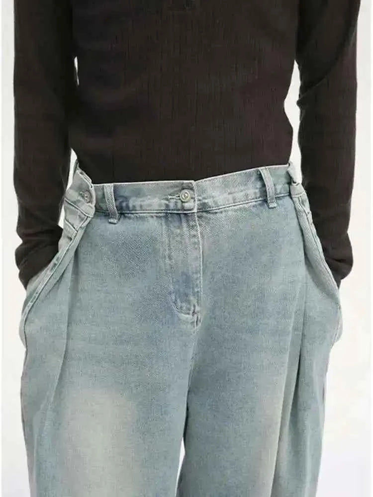 Stylish Splicing Straight Leg Denim Jeans