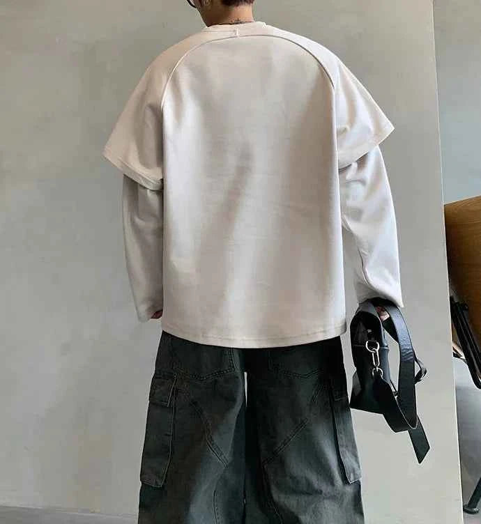 Oversized Lightweight Fake Two Piece Sweatshirt