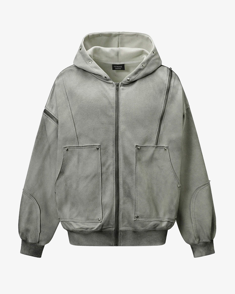 T2 Rivet Zipper Hoodie