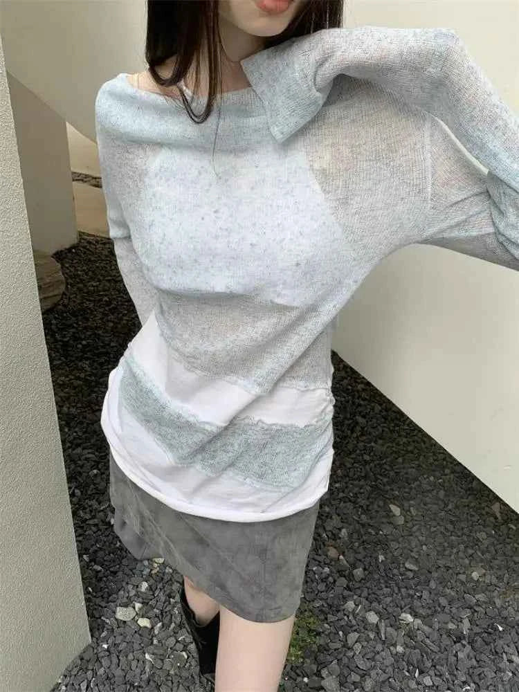 Elegant Fake Two-Piece Halter T-Shirt
