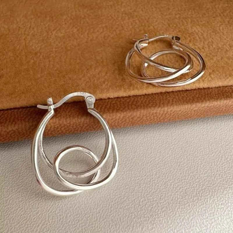Geometric Irregular Line Sterling Silver Earrings