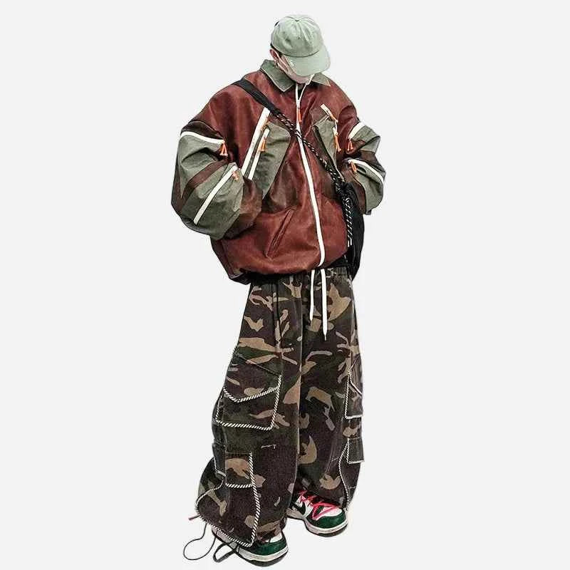 Handsome Streetwear Multi-Panel Leather Jacket