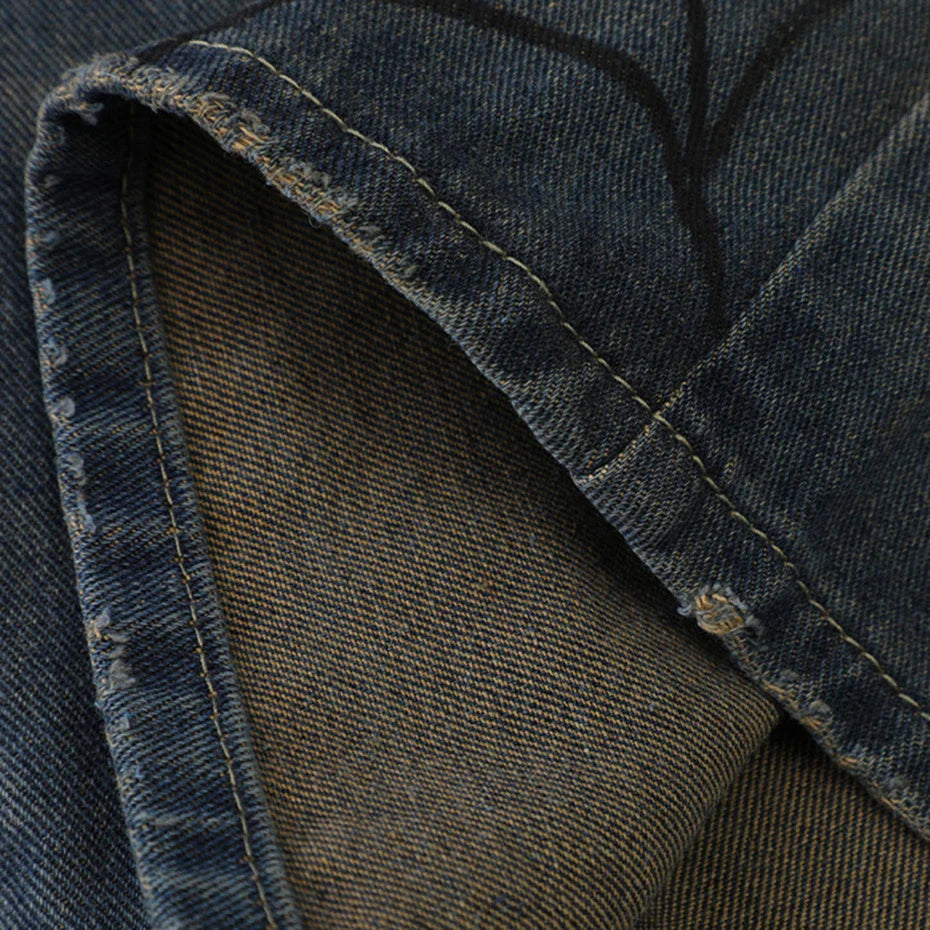 Nodok Spider Cobweb Blue Jean Shorts