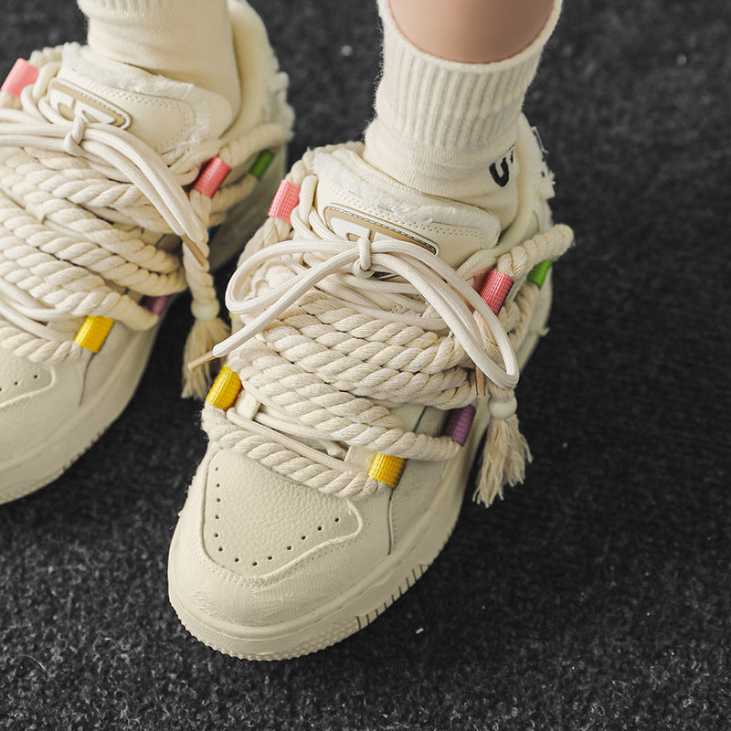 Rope Multicolor Chunky Shoes - Industrial Laced Platform Trainers | LuxuryUrbanwear