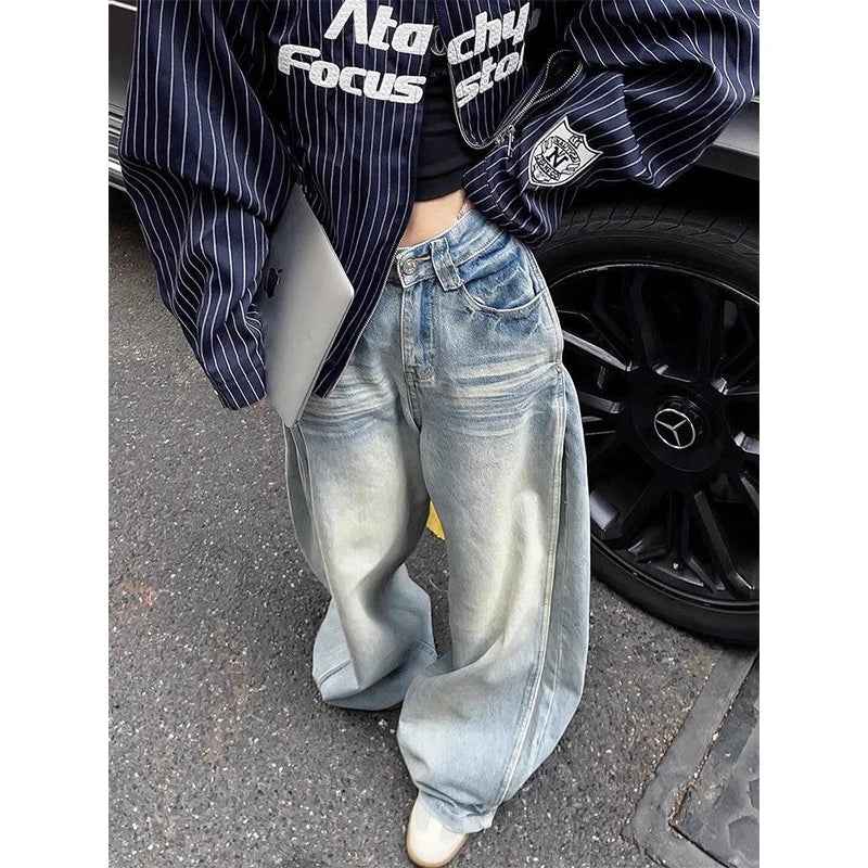 Japanese 2000s Style Oversized Blue Denim Jeans