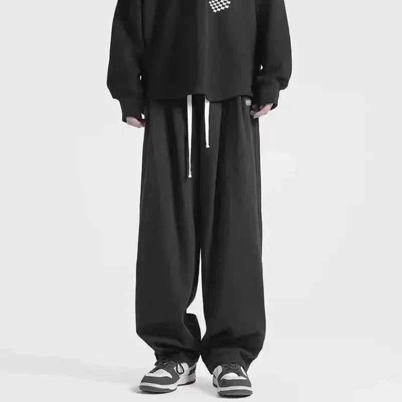 Streetwear Solid Color Elastic Waist Cotton Sweatpants