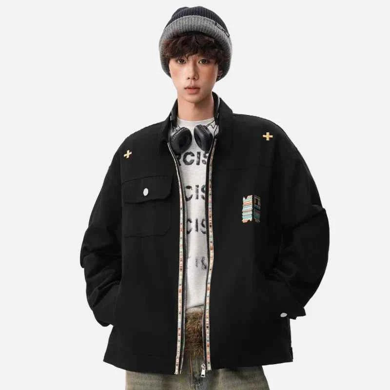 Y2K Trendy Loose Embroidered Lapel Jacket