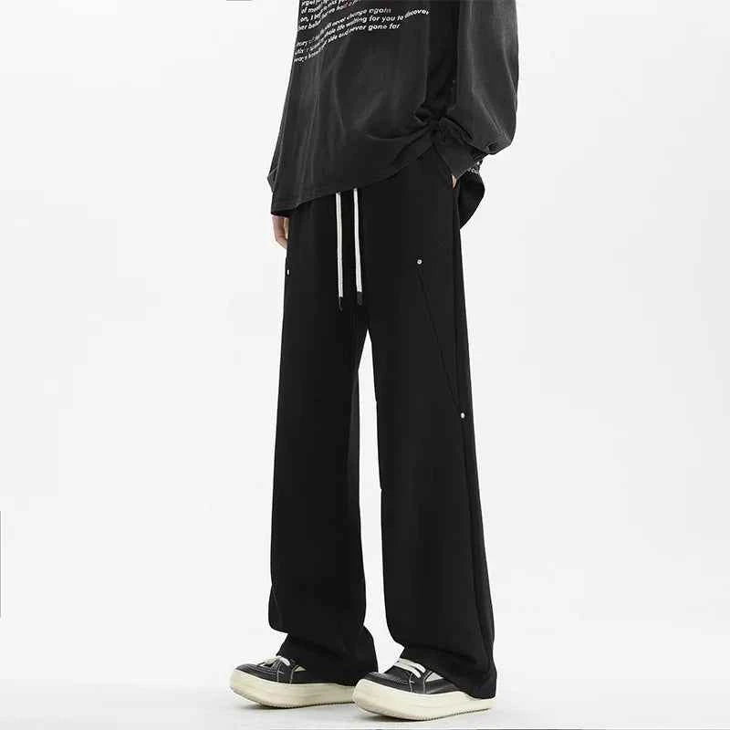 Solid Color Drawstring Sports Wide Leg Jogger