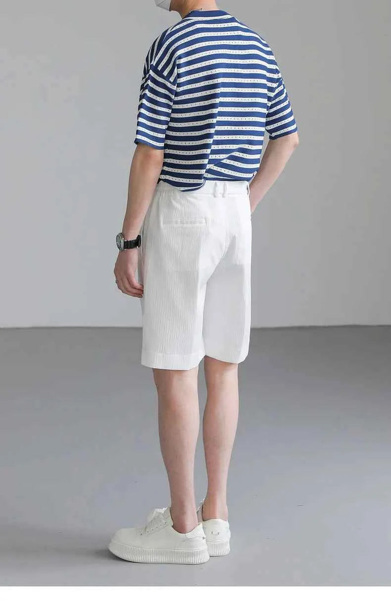 Classic Luxury Striped Polo Button Down T-Shirt