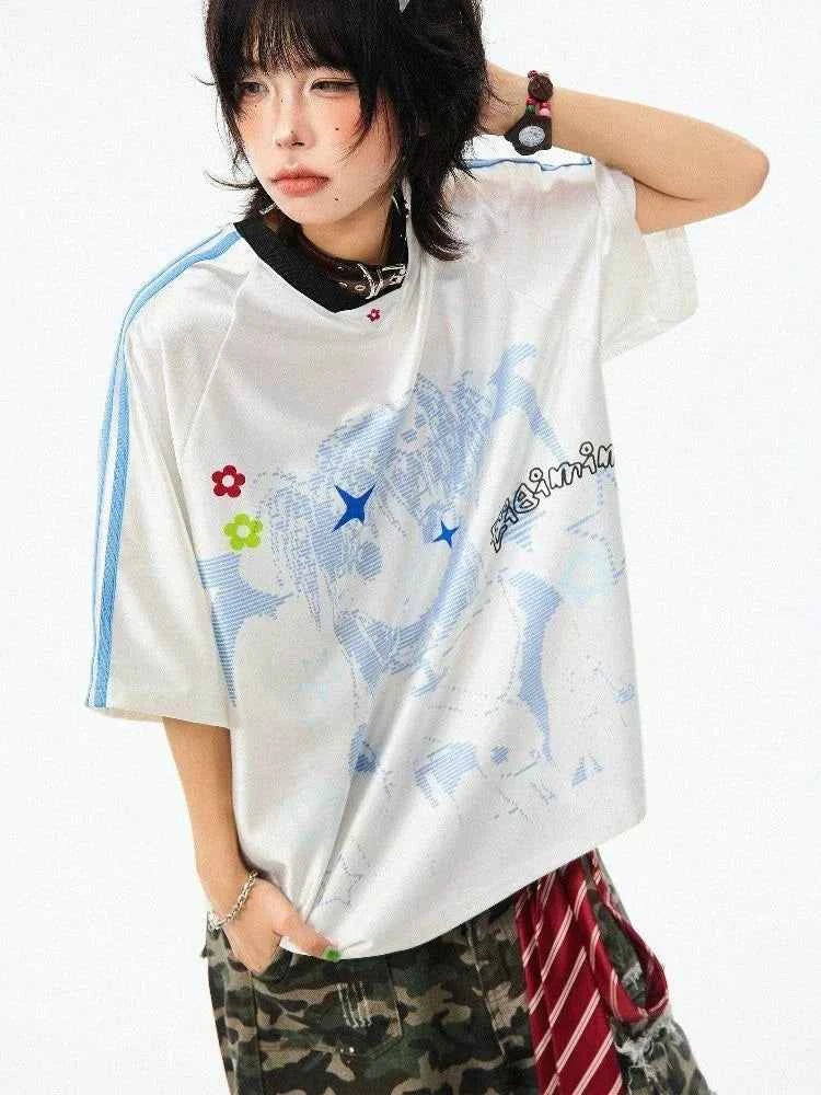 Vintage Japanese Style Gothic Cartoon Print T-Shirt