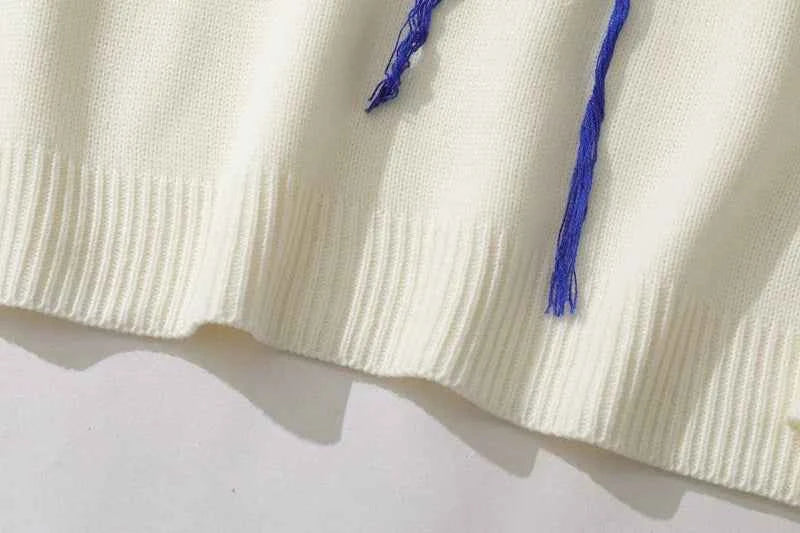 Y2K Big Heart Knitted Round Neck Jumper Sweater