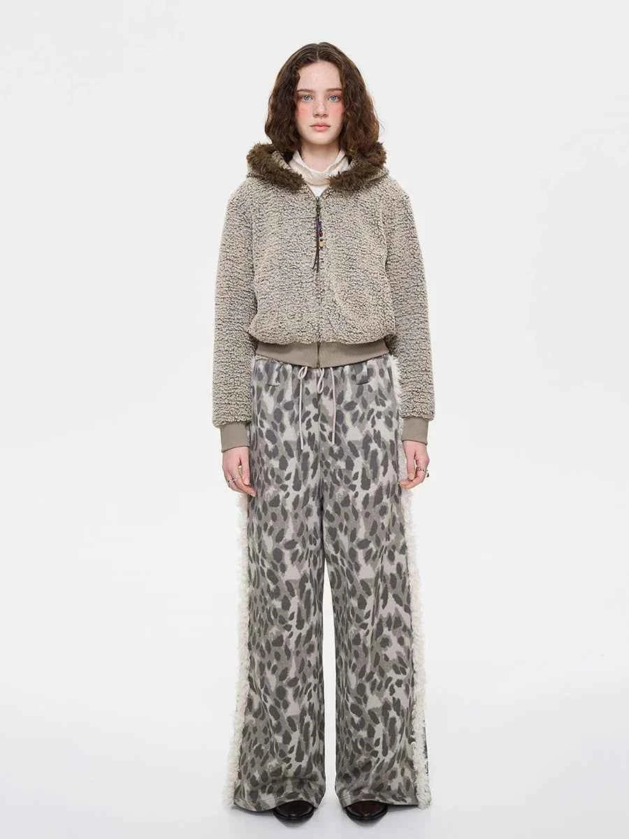 Leopard Print Faux Fur Sweatpant