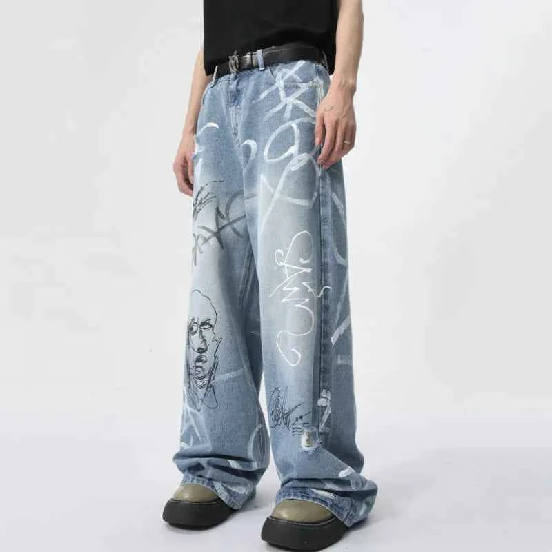High Street Niche Graffiti Denim Jeans