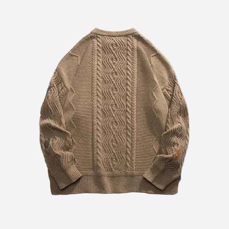 Y2K Cozy Printed Round Neck Knit Sweater