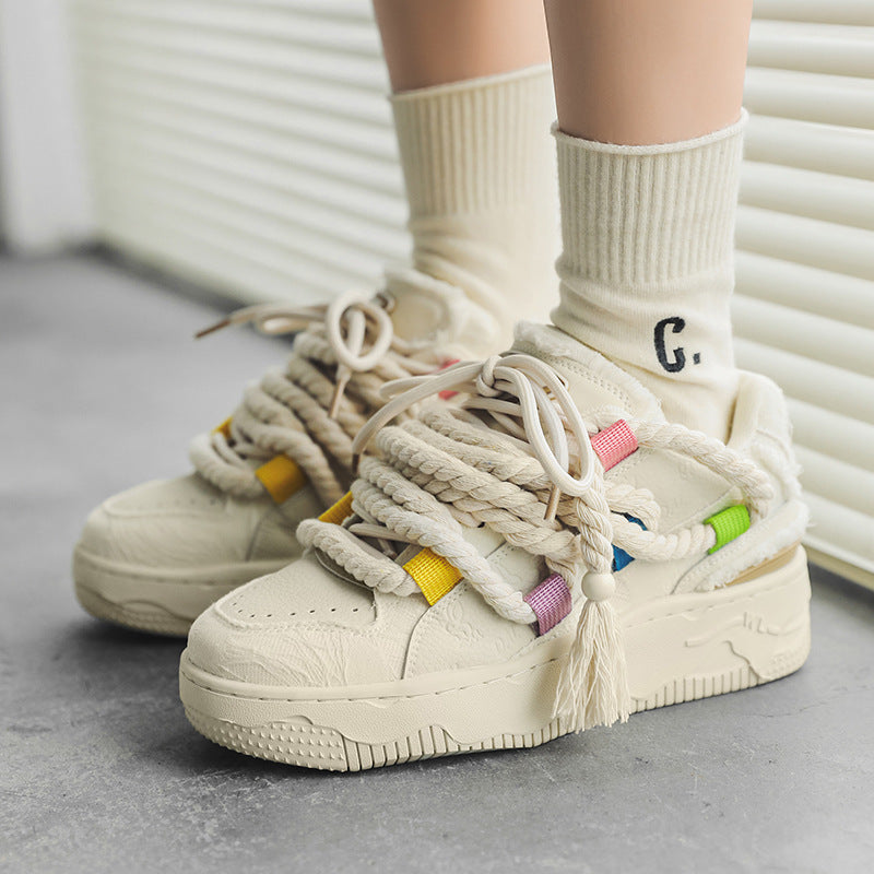Rope Multicolor Chunky Shoes - Industrial Laced Platform Trainers | LuxuryUrbanwear